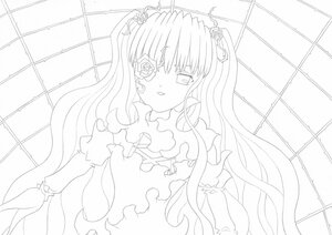 Rating: Safe Score: 0 Tags: 1girl blush brick_wall chain-link_fence dress eyepatch flower frills hair_flower image kirakishou lineart long_hair long_sleeves looking_at_viewer monochrome puffy_sleeves rose solo tiles upper_body very_long_hair User: admin
