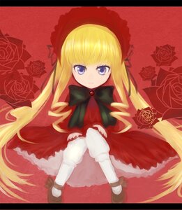 Rating: Safe Score: 0 Tags: 1girl blonde_hair bloomers blue_eyes bow bowtie dress flower image letterboxed long_hair looking_at_viewer pink_rose red_dress red_flower red_rose rose shinku shoes sitting solo very_long_hair User: admin