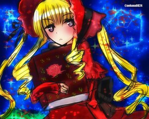 Rating: Safe Score: 0 Tags: 1girl blonde_hair blush bow dress drill_hair flower frills image long_hair looking_at_viewer purple_eyes red_dress rose shinku solo sparkle twin_drills twintails upper_body User: admin