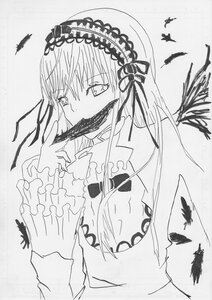 Rating: Safe Score: 0 Tags: 1girl bat bird black_feathers crow dove feathers greyscale hairband image long_hair looking_at_viewer monochrome seagull solo suigintou traditional_media upper_body wings User: admin