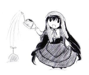 Rating: Safe Score: 0 Tags: 1girl :d auto_tagged cup dress frills greyscale holding image long_hair long_sleeves monochrome mug open_mouth possible_duplicate simple_background smile solo suiseiseki very_long_hair white_background User: admin