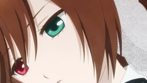 Rating: Safe Score: 0 Tags: 1girl brown_hair close-up eyebrows_visible_through_hair face green_eyes hair_between_eyes image looking_at_viewer solo suiseiseki User: admin