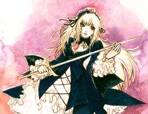 Rating: Safe Score: 0 Tags: 1girl black_dress blonde_hair dress flower frills hairband holding image lolita_hairband long_hair long_sleeves ribbon solo suigintou very_long_hair weapon User: admin