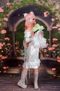 Rating: Safe Score: 0 Tags: 1girl boots dress flower hair_ornament kirakishou long_hair petals pink_hair plant solo white_dress white_footwear User: admin