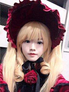 Rating: Safe Score: 0 Tags: 1girl bangs blonde_hair blue_eyes closed_mouth flower hat lips long_hair looking_at_viewer red_flower red_rose rose shinku solo User: admin