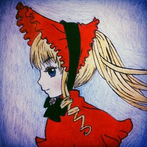 Rating: Safe Score: 0 Tags: 1girl bangs blonde_hair blue_eyes bonnet bow closed_mouth dress drill_hair image long_hair looking_afar profile shinku sidelocks smile solo twin_drills upper_body User: admin