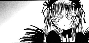 Rating: Safe Score: 0 Tags: 1girl blush dress greyscale hair_ribbon image long_hair looking_at_viewer monochrome parted_lips ribbon simple_background solo suigintou two_side_up upper_body white_background wings User: admin