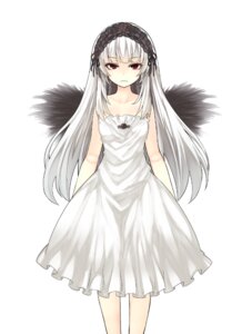 Rating: Safe Score: 0 Tags: 1girl bangs bare_shoulders black_wings closed_mouth collarbone commentary_request doll_joints dress feathered_wings frills hairband image joints lolita_hairband long_hair looking_at_viewer red_eyes rozen_maiden silver_hair simple_background solo standing suigintou tousen very_long_hair white_background white_dress wings User: admin