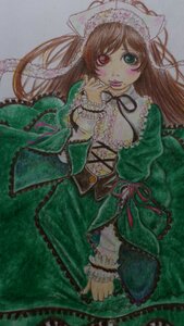 Rating: Safe Score: 0 Tags: 1girl black_ribbon brown_hair dress frills green_dress green_eyes hat heterochromia image lolita_fashion long_hair long_sleeves looking_at_viewer red_eyes ribbon simple_background solo suiseiseki traditional_media very_long_hair watercolor_(medium) User: admin