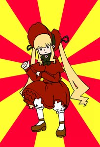 Rating: Safe Score: 0 Tags: 1girl blonde_hair bloomers blue_eyes bonnet bow bowtie dress full_body image long_hair long_sleeves looking_at_viewer red_dress shinku shoes sidelocks solo standing twintails underwear User: admin