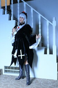 Rating: Safe Score: 0 Tags: 1girl 3d black_dress boots coat cross-laced_footwear dress gothic_lolita hat high_heels lolita_fashion long_sleeves photo solo standing suigintou thighhighs User: admin