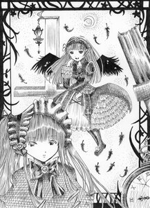 Rating: Safe Score: 0 Tags: 1girl bird birdcage black_feathers blunt_bangs bow cage crow dove dress feathers flower frills greyscale hairband image long_hair looking_at_viewer monochrome pair ribbon rose seagull shinku solo suigintou traditional_media wings User: admin