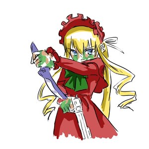 Rating: Safe Score: 0 Tags: 1girl blonde_hair blue_eyes blush bonnet dress image long_hair long_sleeves looking_at_viewer red_dress shinku simple_background solo white_background User: admin