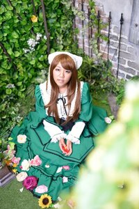 Rating: Safe Score: 0 Tags: 1girl brown_hair dress flower garden grass green_dress lips long_hair long_sleeves outdoors rose sitting solo suiseiseki watering_can User: admin