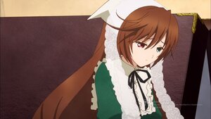 Rating: Safe Score: 0 Tags: 1girl black_ribbon brown_hair dress frills green_dress green_eyes heterochromia image long_hair long_sleeves red_eyes ribbon solo suiseiseki very_long_hair User: admin