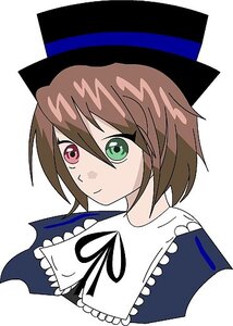 Rating: Safe Score: 0 Tags: 1girl black_headwear blue_headwear brown_hair closed_mouth frills green_eyes hair_between_eyes hat heterochromia image looking_at_viewer red_eyes shirt short_hair simple_background smile solo souseiseki striped upper_body white_background User: admin