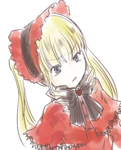 Rating: Safe Score: 0 Tags: 1girl blonde_hair blue_eyes bow bowtie capelet dress image long_hair looking_at_viewer red_dress shinku simple_background solo white_background User: admin