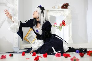 Rating: Safe Score: 0 Tags: 1girl black_dress blurry blurry_foreground depth_of_field dress flower gothic_lolita long_hair long_sleeves photo red_flower red_rose rose silver_hair sitting solo suigintou table white_hair User: admin