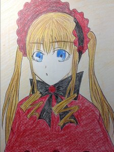 Rating: Safe Score: 0 Tags: 1girl auto_tagged bangs black_ribbon blonde_hair blue_eyes bow eyebrows_visible_through_hair flower hairband image long_hair looking_at_viewer parted_lips shinku sidelocks simple_background solo traditional_media twintails white_background User: admin