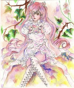 Rating: Safe Score: 0 Tags: 1girl boots flower hair_flower hair_ornament image kirakishou long_hair marker_(medium) pink_hair plant rose solo thighhighs thorns traditional_media very_long_hair vines watercolor_(medium) User: admin