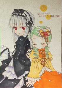 Rating: Safe Score: 0 Tags: 2girls blush closed_eyes dress frills green_hair hairband image kanaria long_hair long_sleeves looking_at_viewer multiple_girls pair red_eyes silver_hair suigintou traditional_media User: admin