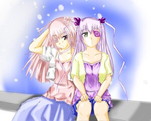 Rating: Safe Score: 0 Tags: 2girls barasuishou dress eyepatch image kirakishou long_hair looking_at_viewer multiple_girls pair pink_hair sitting skirt smile User: admin