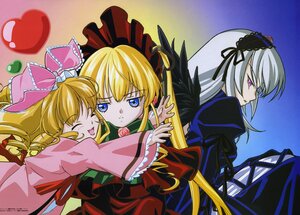 Rating: Safe Score: 0 Tags: 3girls black_wings blonde_hair blue_eyes bow closed_eyes dress flower frills hairband hug image long_hair long_sleeves multiple multiple_girls open_mouth pink_bow red_dress shinku silver_hair suigintou tagme twintails wings yuri User: admin