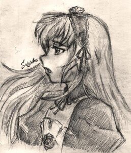Rating: Safe Score: 0 Tags: 1girl graphite_(medium) greyscale image lips long_hair monochrome nose profile sketch solo suigintou traditional_media upper_body User: admin