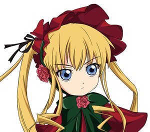 Rating: Safe Score: 0 Tags: 1girl blonde_hair blue_eyes bonnet bow bowtie close-up closed_mouth dress face flower green_bow image ixy long_hair looking_at_viewer red_dress rose rozen_maiden serious shinku sidelocks simple_background solo twintails white_background User: admin