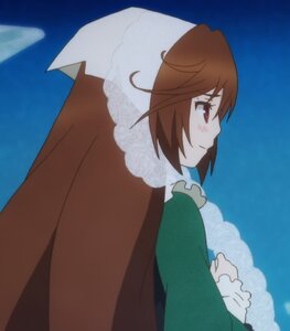Rating: Safe Score: 0 Tags: 1girl blue_sky blush brown_hair cloud coat day frills fur_trim hat image long_sleeves outdoors profile red_eyes short_hair sky solo suiseiseki User: admin