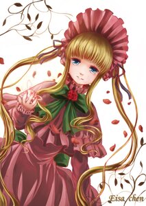 Rating: Safe Score: 0 Tags: 1girl blonde_hair blue_eyes bonnet bow bowtie capelet dress flower green_bow image long_hair long_sleeves looking_at_viewer petals ribbon rose shinku sidelocks solo twintails User: admin
