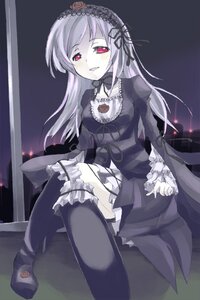 Rating: Safe Score: 0 Tags: 1girl black_dress detached_collar dress frills hairband image juliet_sleeves long_hair long_sleeves looking_at_viewer pink_eyes puffy_sleeves silver_hair sitting smile solo suigintou User: admin