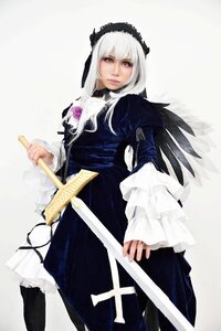 Rating: Safe Score: 0 Tags: 1girl auto_tagged bangs closed_mouth dress frills grey_background hairband holding holding_sword holding_weapon lips long_hair long_sleeves looking_at_viewer red_eyes rose solo standing suigintou sword weapon white_hair User: admin