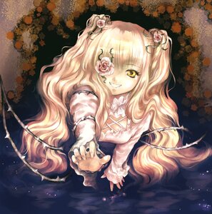 Rating: Safe Score: 0 Tags: 1girl blonde_hair commentary_request doll_joints dress eyepatch flower grin hair_flower hair_ornament image joints kirakishou long_hair outstretched_hand rose rozen_maiden smile solo thorns very_long_hair vines yasuhito_(yasu_no_e) yellow_eyes User: admin