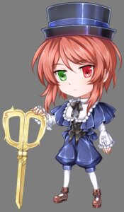 Rating: Safe Score: 0 Tags: 1girl blue_dress bow brown_hair chibi dress frills full_body green_eyes hat heterochromia image long_sleeves looking_at_viewer pantyhose red_eyes short_hair solo souseiseki standing top_hat white_legwear User: admin