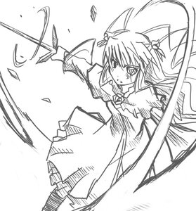 Rating: Safe Score: 0 Tags: 1girl auto_tagged barasuishou bow_(weapon) dress greyscale holding_weapon image long_hair long_sleeves monochrome simple_background solo weapon white_background wings User: admin