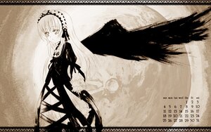 Rating: Safe Score: 0 Tags: 1girl black_wings blush dress flower frills hairband image long_hair long_sleeves looking_at_viewer monochrome ribbon solo standing suigintou very_long_hair wings User: admin