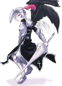 Rating: Safe Score: 0 Tags: 1girl armor armored_dress full_body gauntlets hat helmet image red_eyes solo suigintou sword weapon wings User: admin