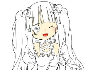 Rating: Safe Score: 0 Tags: 1girl bangs closed_eyes detached_collar dress facing_viewer flower hair_flower image kirakishou long_hair open_mouth puffy_sleeves simple_background smile solo upper_body white_background white_flower white_hair User: admin