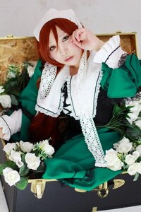 Rating: Safe Score: 0 Tags: 1girl 3d dress flower frills green_eyes lace lips long_hair long_sleeves realistic red_hair rose solo suiseiseki white_flower white_rose User: admin