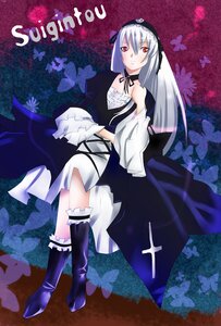Rating: Safe Score: 0 Tags: 1girl blue_butterfly boots bug butterfly butterfly_hair_ornament butterfly_print butterfly_wings choker dress hairband image insect long_hair red_eyes silver_hair snowflakes solo suigintou User: admin