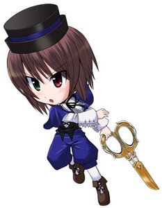 Rating: Safe Score: 0 Tags: 1girl :o blue_dress brown_footwear brown_hair chibi full_body green_eyes hat heterochromia image long_sleeves looking_at_viewer pants red_eyes short_hair simple_background solo souseiseki standing top_hat white_background User: admin