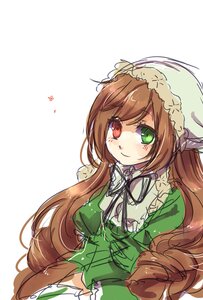 Rating: Safe Score: 0 Tags: 1girl black_ribbon blush brown_hair dress frills green_dress green_eyes heterochromia image long_hair long_sleeves looking_at_viewer red_eyes ribbon simple_background smile solo suiseiseki very_long_hair white_background User: admin