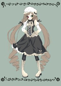 Rating: Safe Score: 0 Tags: 1girl artist_request blonde_hair boots brown_hair cross-laced_footwear dress frills full_body green_eyes heterochromia image knee_boots long_hair long_sleeves looking_at_viewer pantyhose red_eyes ribbon rozen_maiden simple_background solo standing suiseiseki twintails very_long_hair User: admin