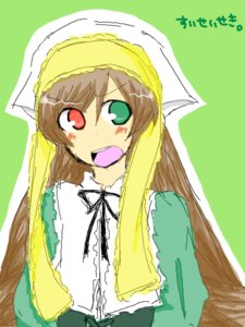 Rating: Safe Score: 0 Tags: 1girl :d blush brown_hair dress frills green_background green_dress green_eyes head_scarf heterochromia image long_hair long_sleeves looking_at_viewer open_mouth red_eyes simple_background smile solo suiseiseki upper_body very_long_hair User: admin