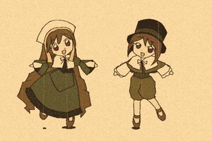 Rating: Safe Score: 0 Tags: 2girls :d bangs dress hat image long_hair long_sleeves looking_at_viewer multiple_girls open_mouth pair siblings simple_background sisters smile souseiseki suiseiseki twins User: admin