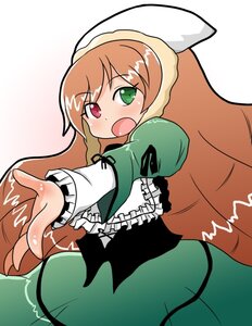 Rating: Safe Score: 0 Tags: 1girl brown_hair dress frills green_dress green_eyes head_scarf heterochromia image long_hair long_sleeves looking_at_viewer open_mouth red_eyes solo suiseiseki very_long_hair User: admin