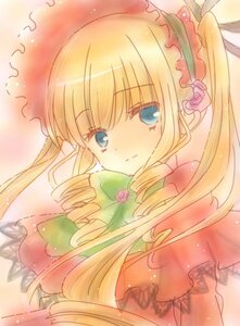 Rating: Safe Score: 0 Tags: 1girl blonde_hair blue_eyes blush bow bowtie dress drill_hair eyebrows_visible_through_hair flower frills image long_hair long_sleeves looking_at_viewer rose shinku sidelocks simple_background solo twin_drills twintails upper_body User: admin