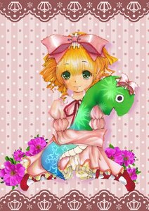 Rating: Safe Score: 0 Tags: 1girl blonde_hair bow dress drill_hair flower frills green_eyes hair_bow halftone halftone_background hina_ichigo hinaichigo image long_sleeves looking_at_viewer pink_bow pink_dress polka_dot polka_dot_background polka_dot_dress sitting smile solo User: admin