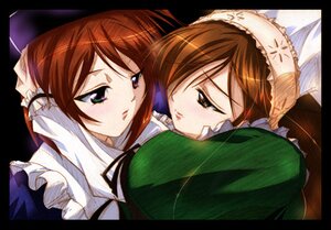 Rating: Safe Score: 0 Tags: 2girls blush brown_hair circle_cut frills hat image incest letterboxed long_sleeves maid multiple_girls pair siblings sisters souseiseki suiseiseki twincest twins yuri User: admin